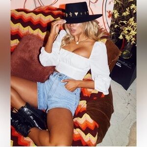 Princess Polly Highrise Blue Jean Shorts Cotton Size 2